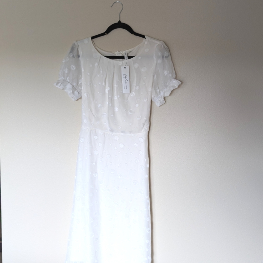 NWT NY Collection White Semi Formal Dress M/L